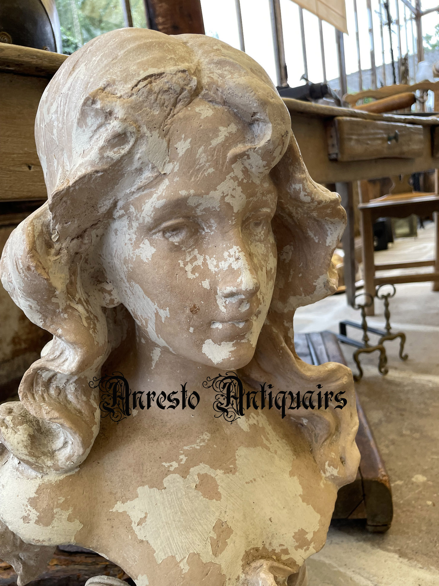 Antiek art nouveau terracotta borstbeeld
