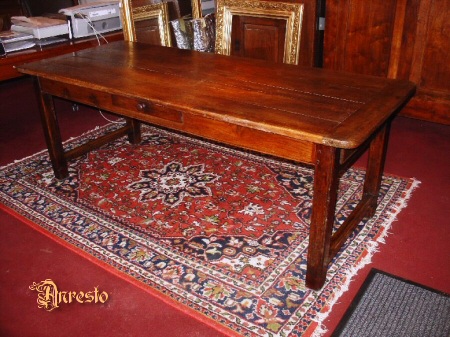 Normandic table, oak, with two drawers. Period - 1810