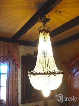 antieke 19de eeuwse Sac à perle. Luikse hanglamp