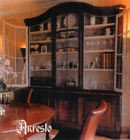 namur vitrine glass display cabinet in solid oak wood.