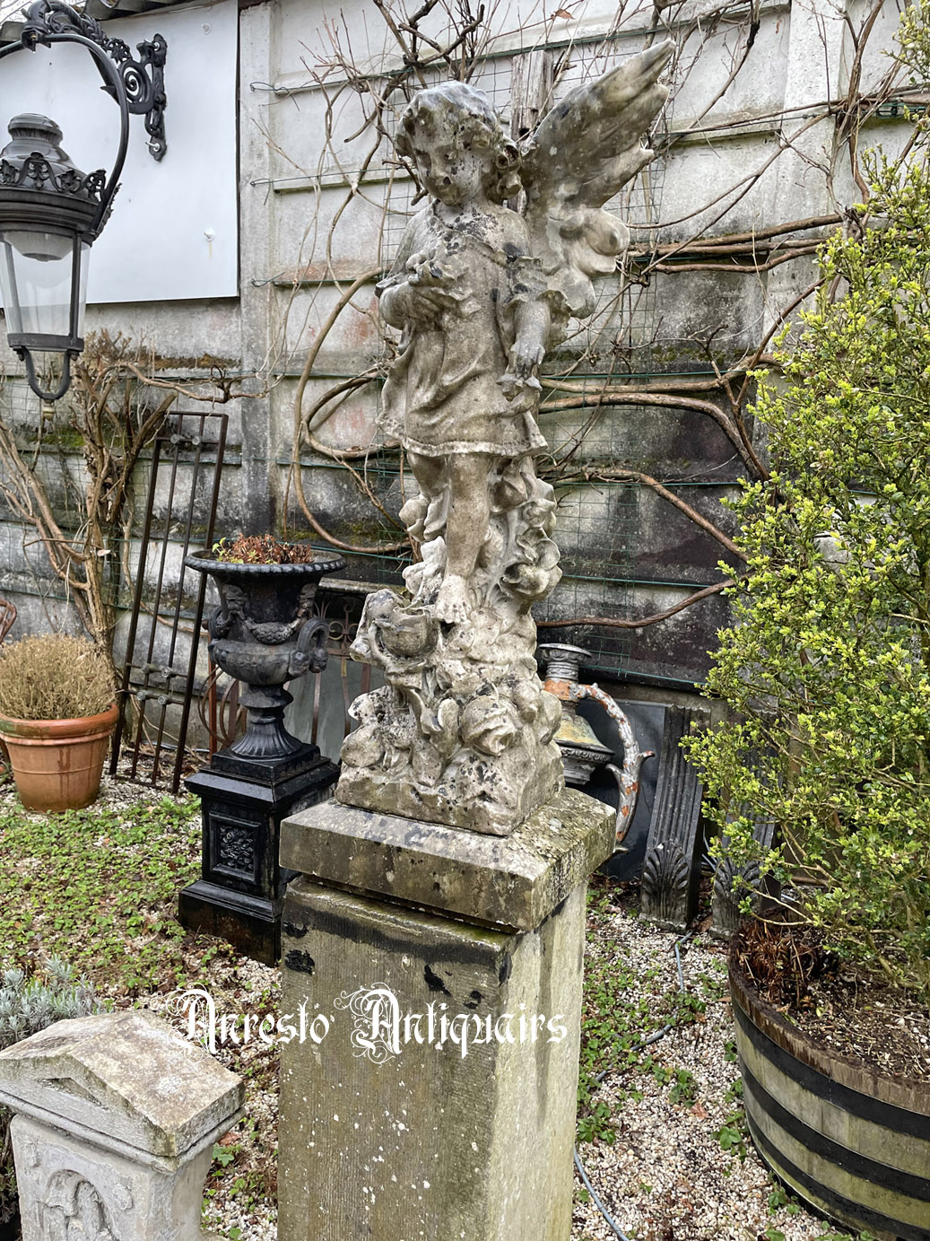 ~klik vergroting Antiek Italiaans Carrara marmeren tuinbeeld   ~ 