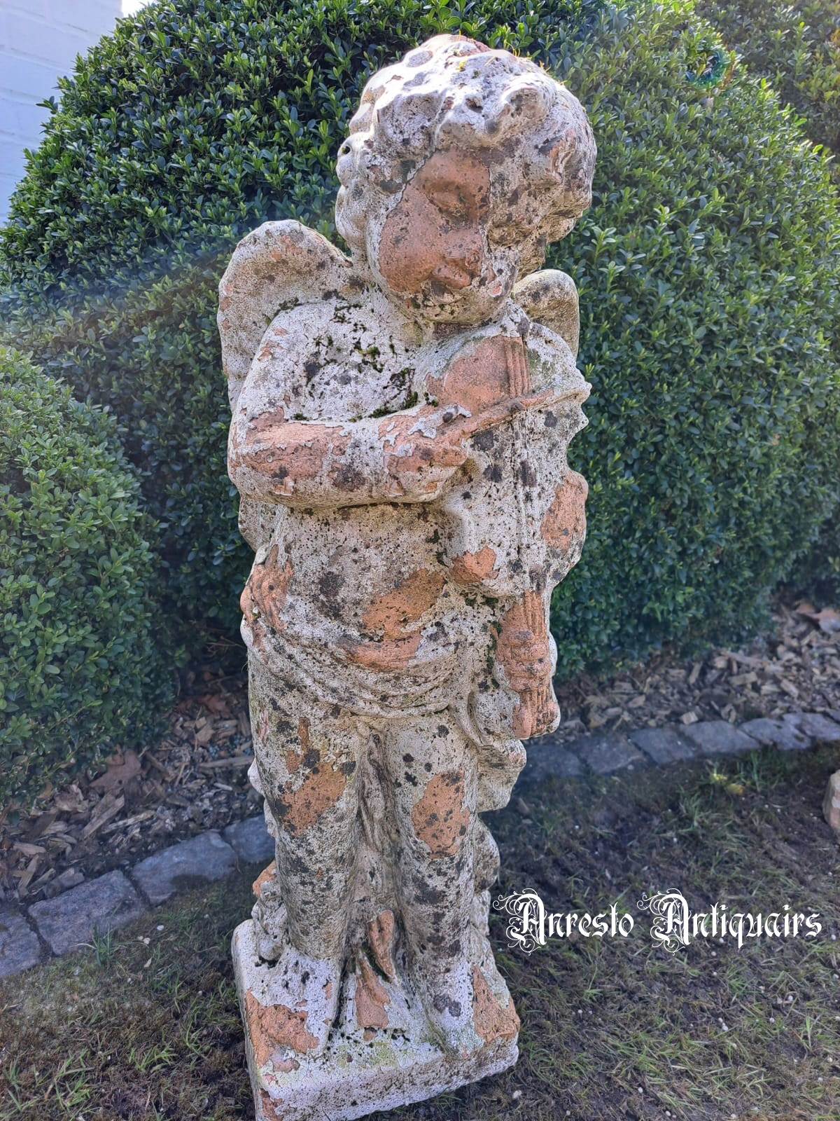 ~klik vergroting Antiek Frans kalkzandstenen beeld   ~ 