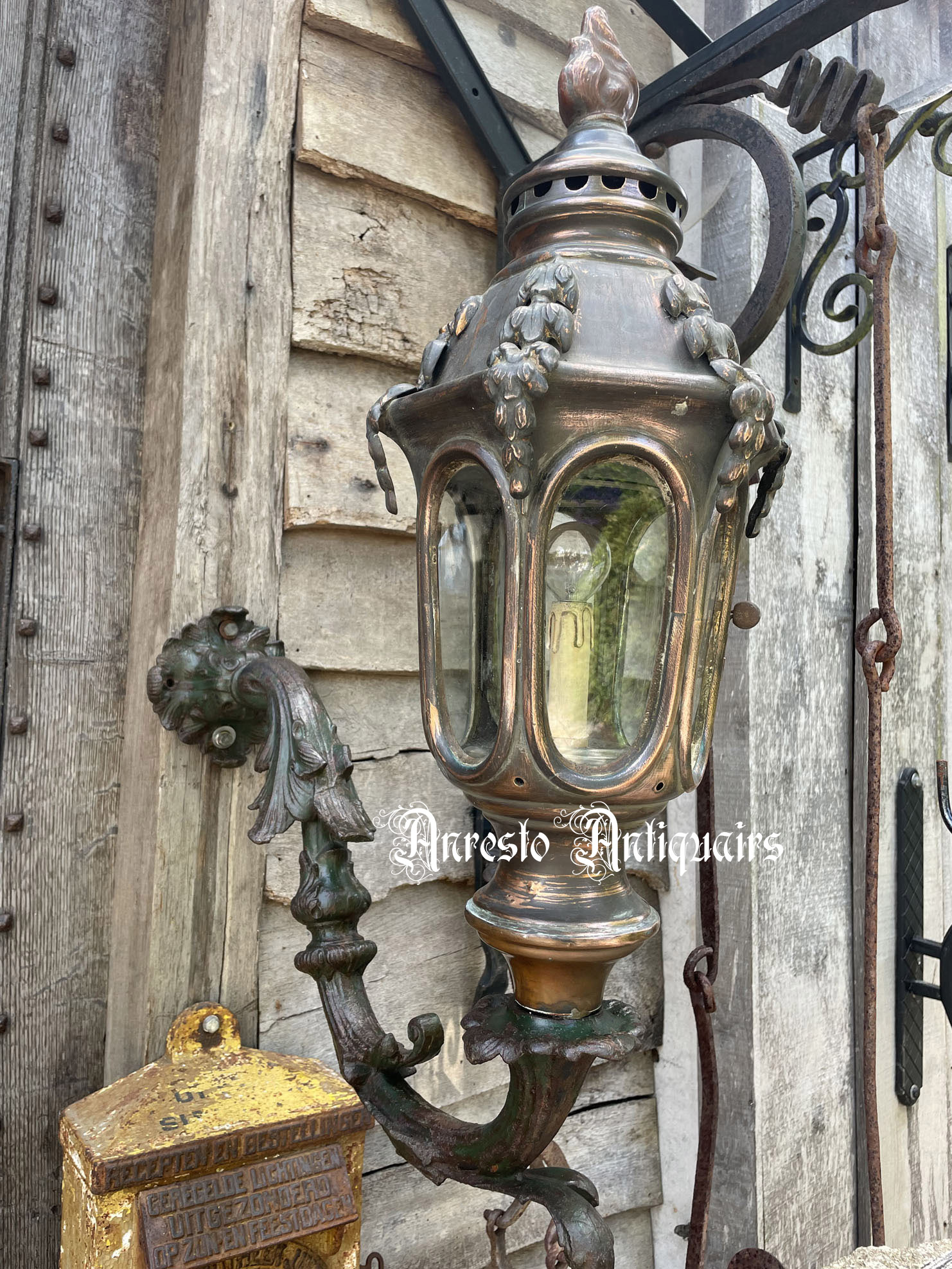 ~Antieke Venetiaanse muurlantaarn [ANRESTO klik vergroting]~ 