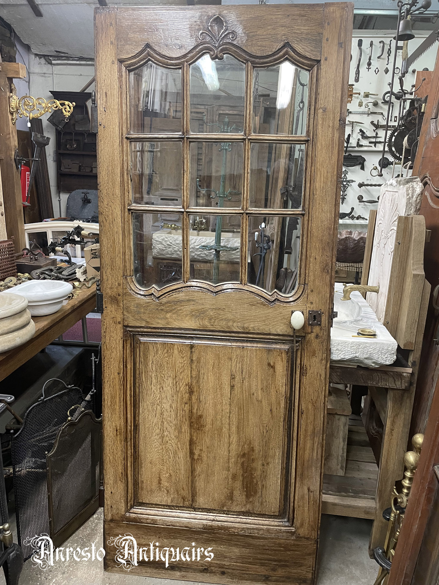 Antieke Ardeense vitrine deur