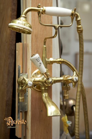antique bath tap and shower attachment in porcelain ANRESTO